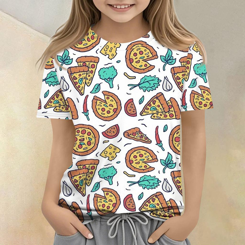 Children's Printed Round Neck Short Sleeved Casual T-shirt