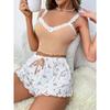Summer Ladies New Pajamas Loungewear Set Lace Suspender Shorts Set Comfortable Summer Clothes Home Casual Pajamas Loungewear