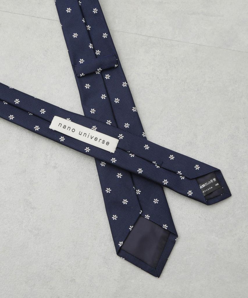 [Nano Universe] Kyoto Nishijin Washable Flower Motif Tie for Men, Size F 120, Navy, 668-5242201