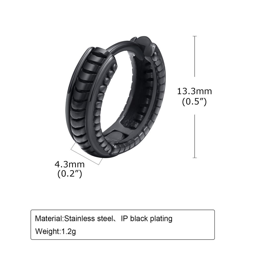 Ethnic Huggies Earring for Men Boys,Punk Stainless Steel Hoop Earring,Male Pierced Earring Jewelry Gift