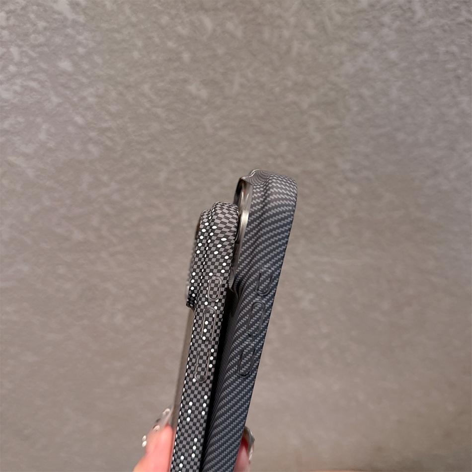 Carbon Fiber Phone Case For iPhone 11 12 13 14 15 16 17 Air  Pro Max Plus Kevlar Texture Hard Plastic Shell Shockproof Protective Cover Fundas