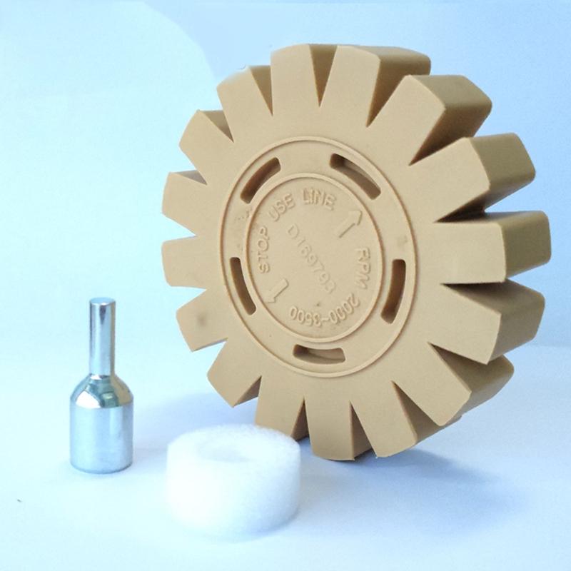 Decal Removal Eraser Wheel with Power Drill Arbor-Adapter Rubber Pinstripe 100mm