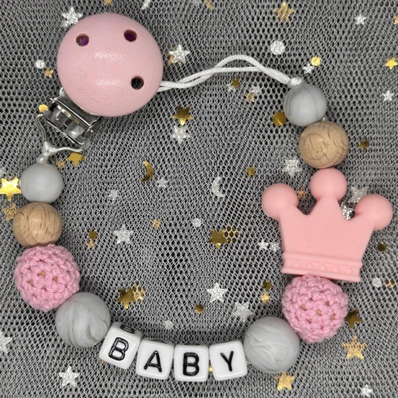 Free Personalised BPA Free Silicone Baad Dummy DIY Silicone Baby Pacifier Custom Clip Name Colorful Pacifier Chain Teething Gift