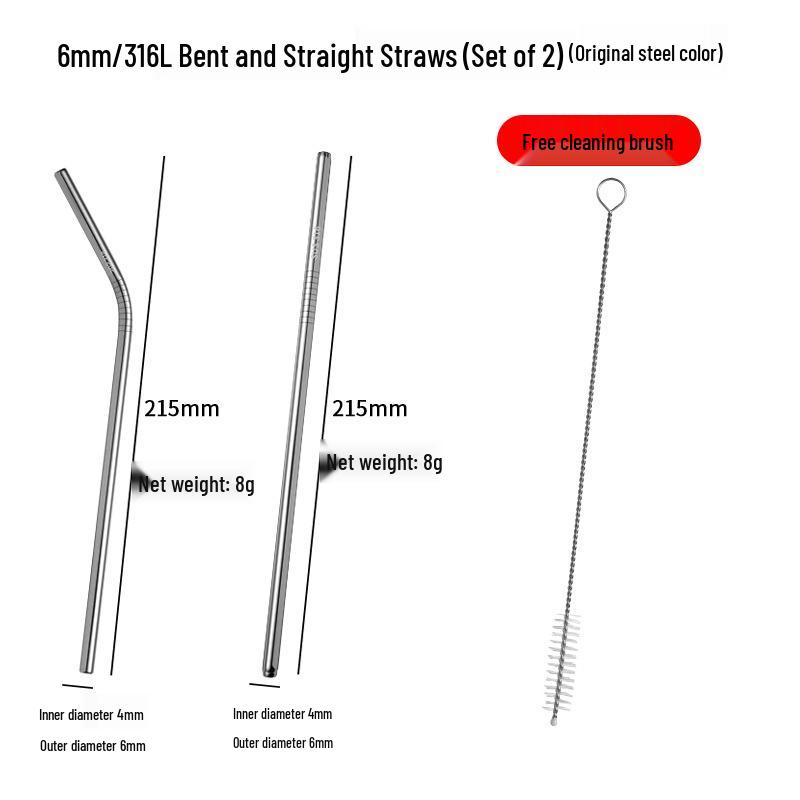 Hongjunda 316 Stainless Steel Reusable Bent Straw Set