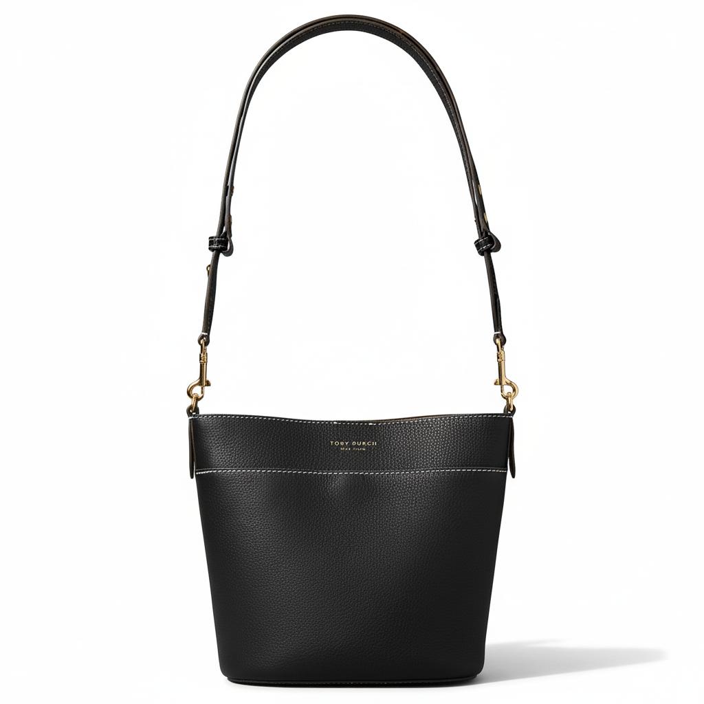 

Tory Burch Felix Logo Leather Bucket Bag Women bags Black 171529-001 Basic Set (Bag+Dust Bag)