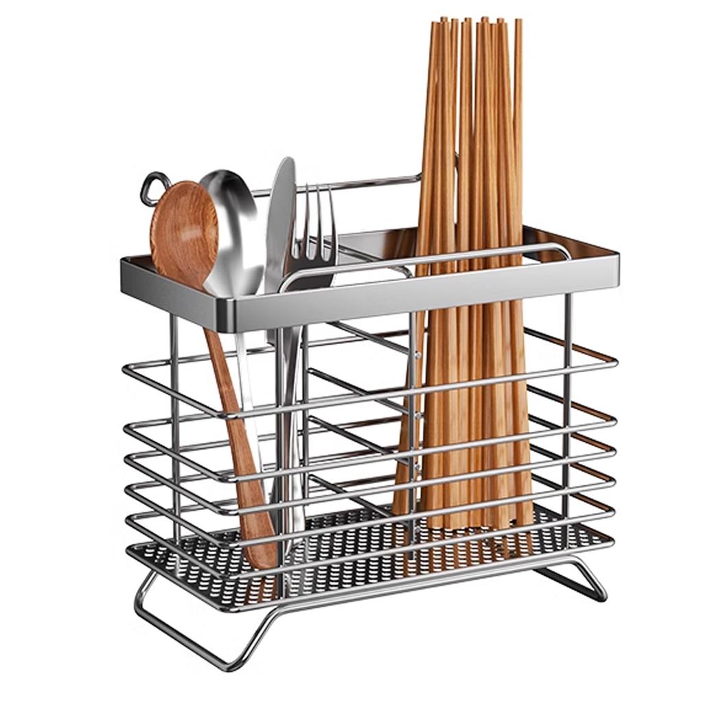 Wall Mounted Chopstick Cage Kitchen Utensil Drying Holder Stainless Steel Cutlery Container for