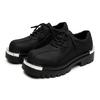Black matte leather shoes men's design sense round head personality trend niche casual thick-soled small leather shoes 20242-R