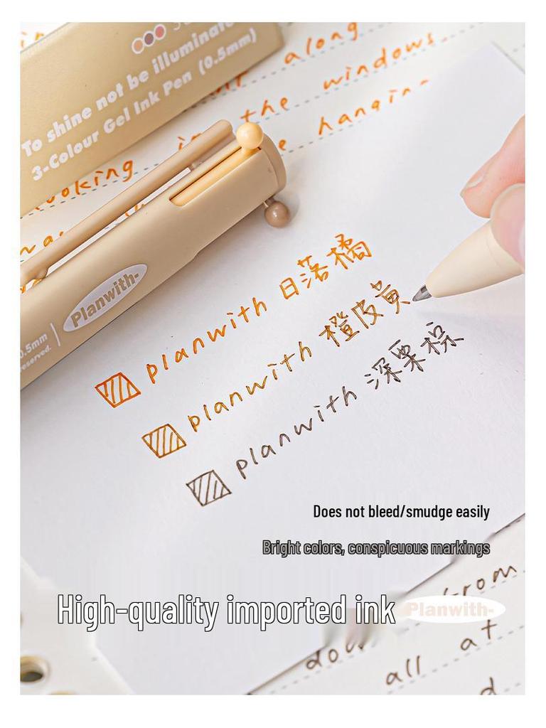 Planen mit Tricolor Druckknopf 0,5mm Stift: Schnelltrocknendes, hochwertiges, mehrfarbiges schwarzes Schreibwarenwerkzeug