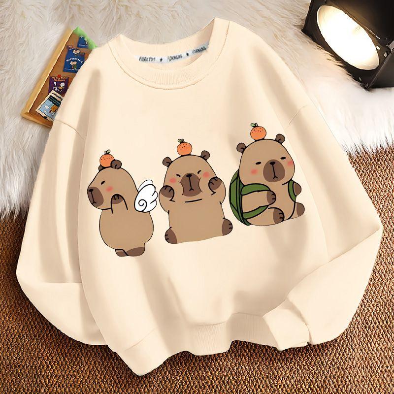 Children's Fashion Capibara Hoodies for Autumn and Winter, Loose Long-sleeved Hoodies for Boys and Girls