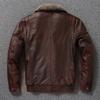 Genuine Leather Jacket Men Brown Vintage Distressed Thickened Warm Large Size Detachable Fur Collar