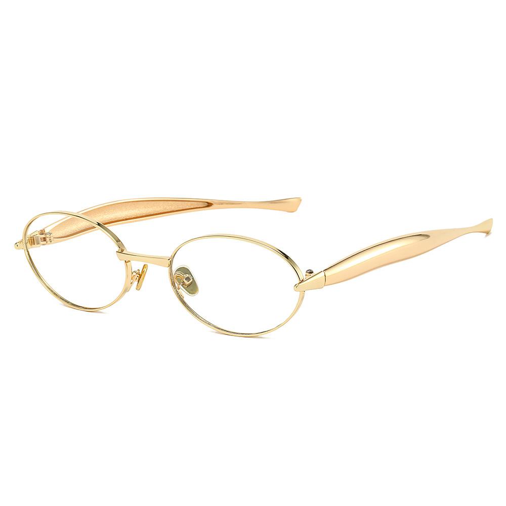 New Oval Small Frame Women Sunglasses  Personality Fashion Metal High End Trend Temperament Men Glasses Uv400
