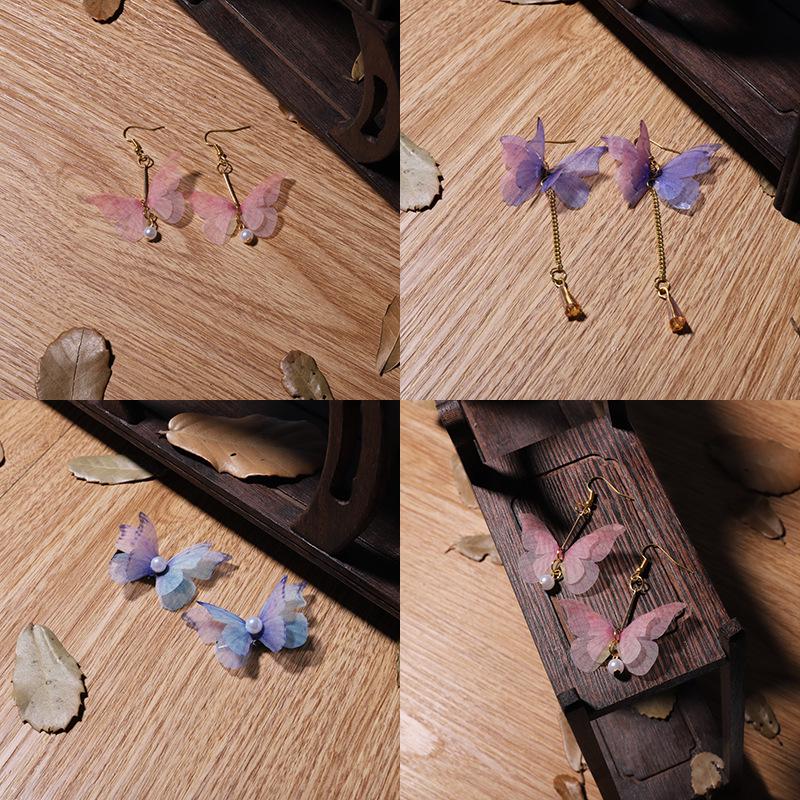 Single-Layer Tulle Butterfly Wings: Ancient Style Hairpin and Headdress DIY Materials