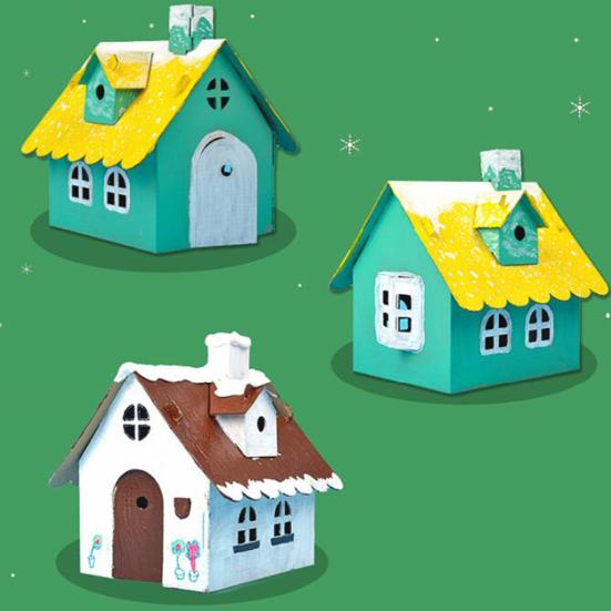 1 Set Interactive Handmade DIY Assembly Kit Paper Creative House Shape DIY Assembly Accessories for Children