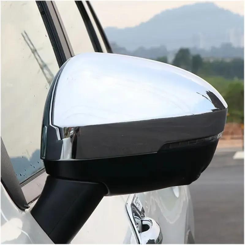 For Mitsubishi Outlander  ABS Car Rearview Side Mirror Cover Wing Cap Exterior Door Housing Shell Trim Adhesive Sticker