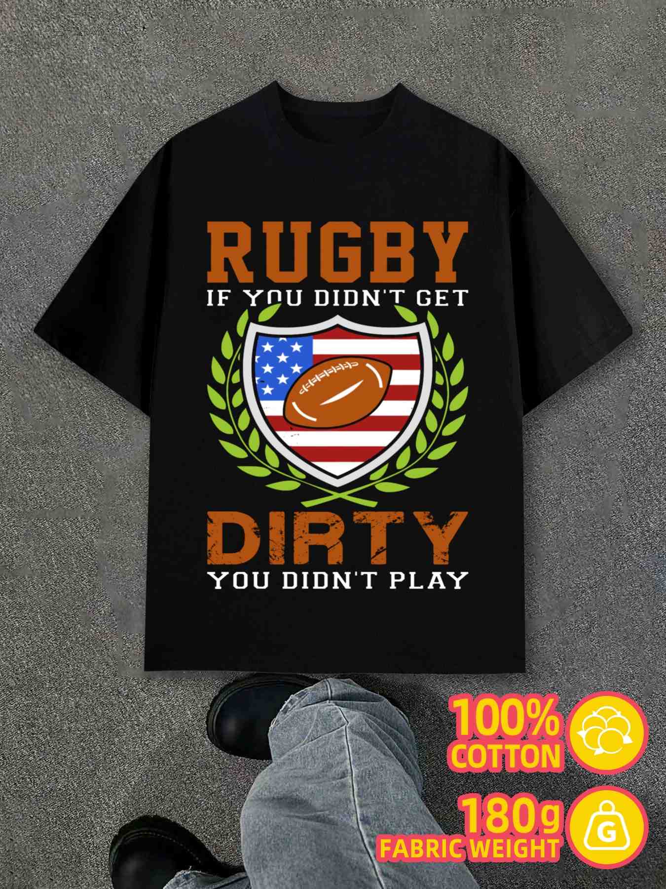 T-Shirt Y2K Rugby USA Pride Black S