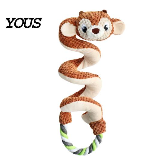 Interactive Squeaky Dog Toys Toy with Pull Rope, Plush Tug of War Toy, for Pets Spiral Animal Small Medium Large Dogs Biting Teeth Cleaning