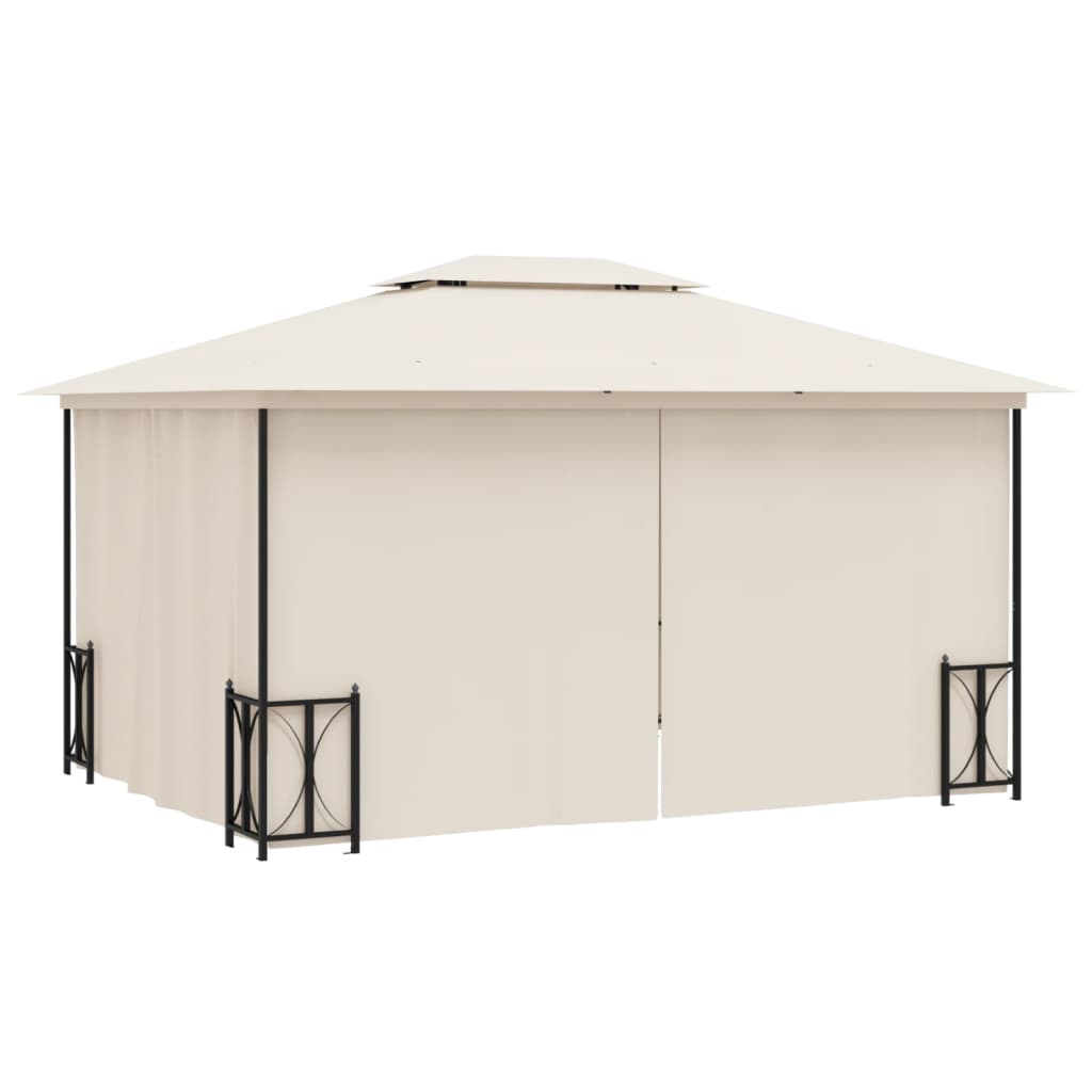 Vidaxl Gazebo With Curtains And Two-Part Roof, 3X4 M, Cream
