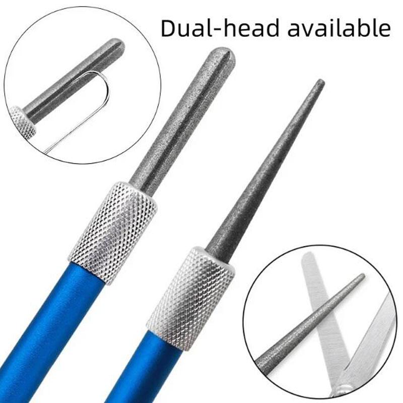 Piatră de ascuțit profesională 2 în 1 Ascuțitor portabil multifuncțional în formă de stilou pentru cârlige de pescuit de exterior, gadget de bucătărie