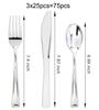 75pcs Gold Plastic Silverware- Disposable Gold Glitter Plastic Cutlery- Plastic Flatware Includes 25 Forks, 25 Spoons, 25 Knives