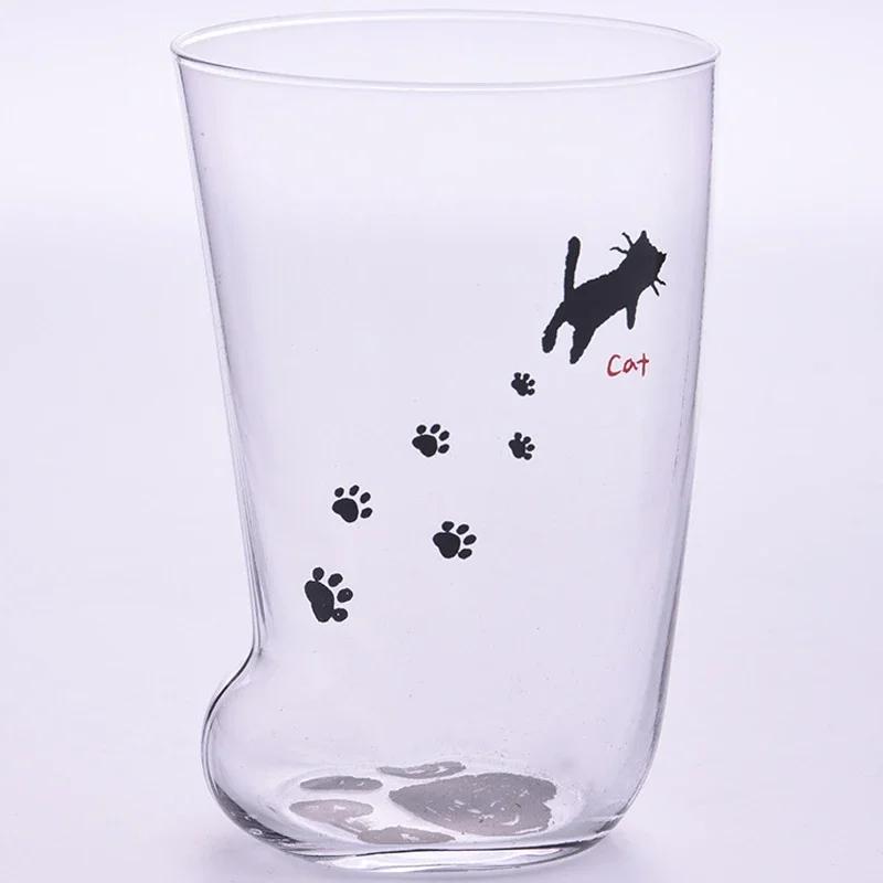 Animals Glass 300ML Creative Cute Cartoon Cat Paw Water Bottle Milk Juice Frosted Drinking 3D Shape Cold Drink Mug Coffee Cup