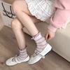 Female Summer Thin Model Breathable Mesh Simple Stripe Sweet Lace In The Tube Pile Socks