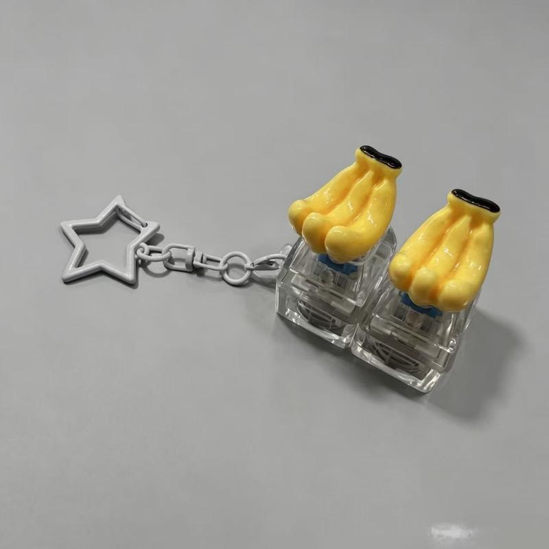 Fruit Keycap Stress Relief Clicker Keychain Mini Vegetable Pendant Keyboard Button Keyring Decompress Fingertip Keyring