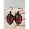 Gothic Whimsigoth Red Mirror Exaggerated Dangle Earrings, Ideal for Daily, Party & Gathering Wear