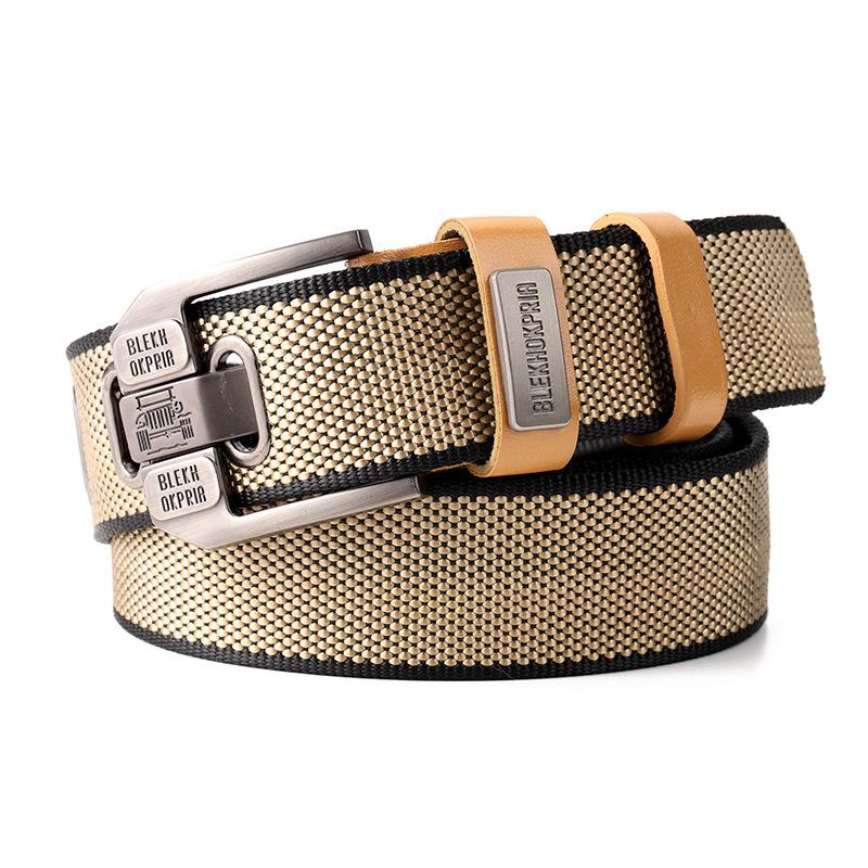 Nylon Belt Men'S Pin Buckle Belt Two-Color Outdoor Canvas Jeans Belt Military Training Green Tide