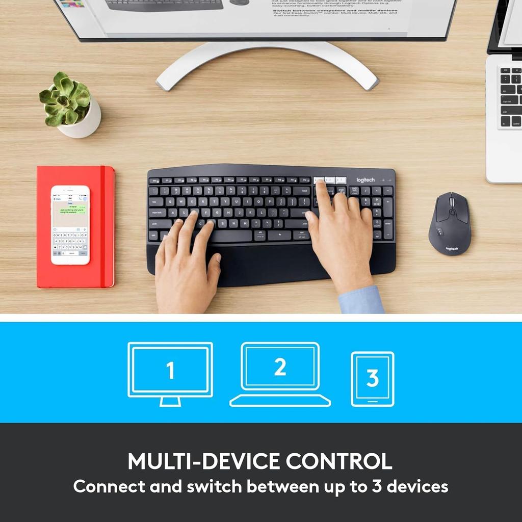 Logitech MK850 Wireless Bluetooth Office Keyboard and Mouse Set Mac iPad Computer Keyboard Dual Mode Connection