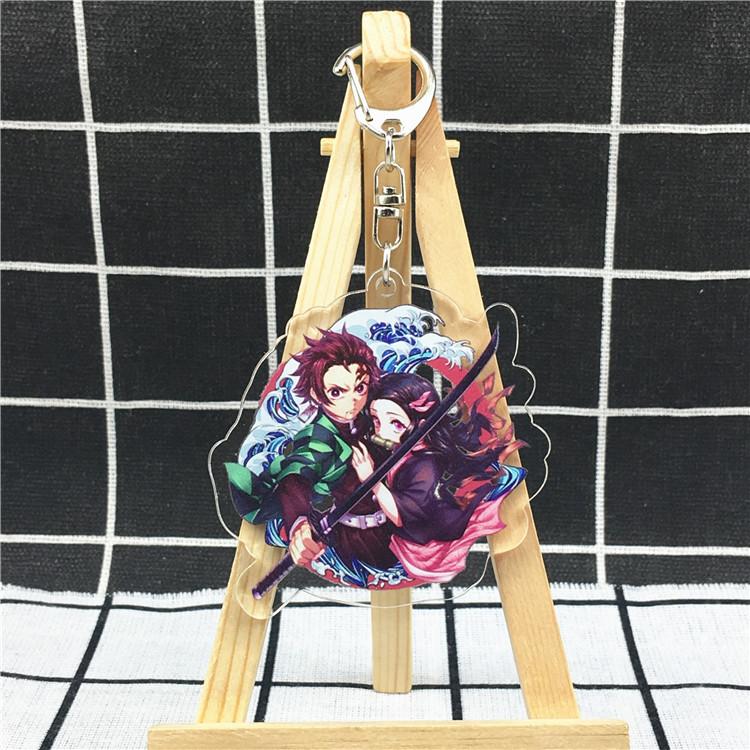 Anime Games Key Rings Demon Slayer Cartoon Character Acrylic Keychain Metal Decoration Accessory Gift Pendant