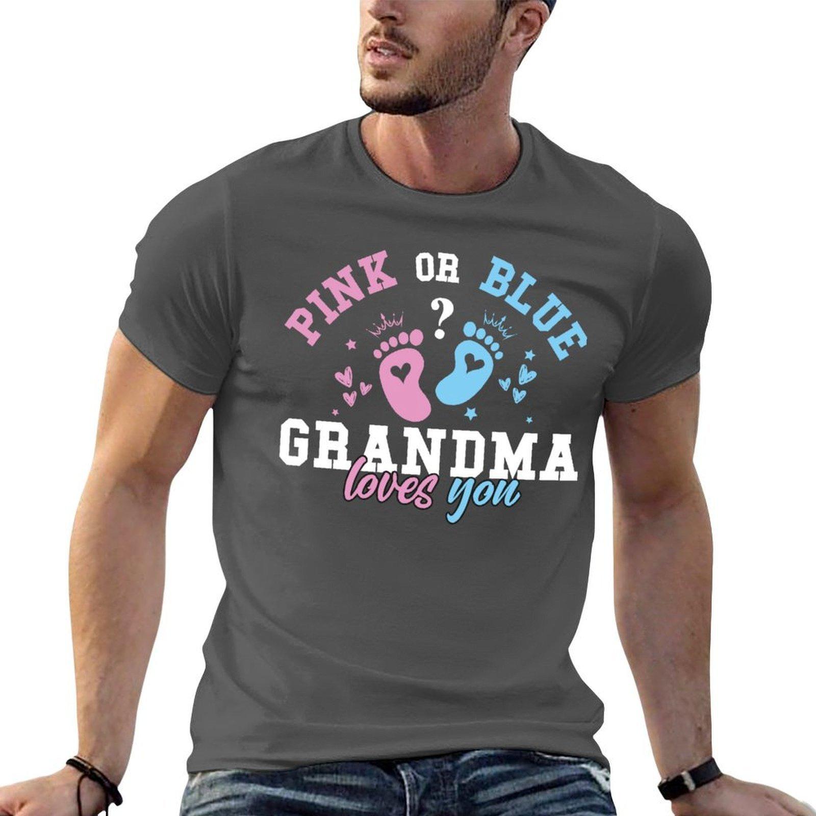 pink or blue grandma loves you TShirt t shirts for man pack cotton man graphic t shirt TShirt 4XL