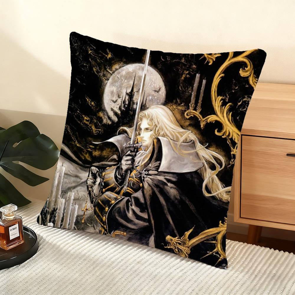 Anime C-Castlevania Cushion Cover Soft Short Plush Pillow Cover Smooth Cozy Texture Aesthetic Cushion Case Home Decor