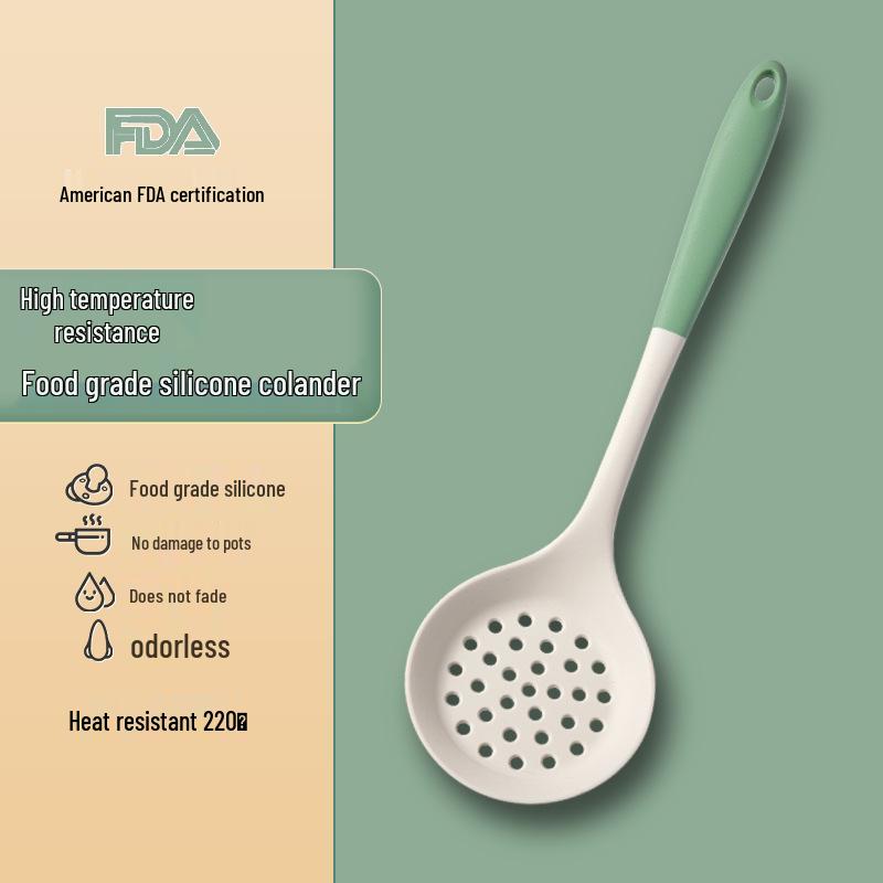 Set Spatulă și Lingură Perforată din Silicon Antiaderent pentru Temperaturi Înalte