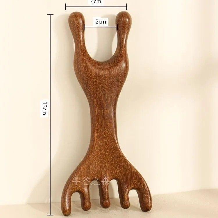 Green Sandalwood Meridian Massage Comb Set with Rosewood, Golden Silk, and Purple Light Sandalwood Combs - Engraved Gift Box Included.