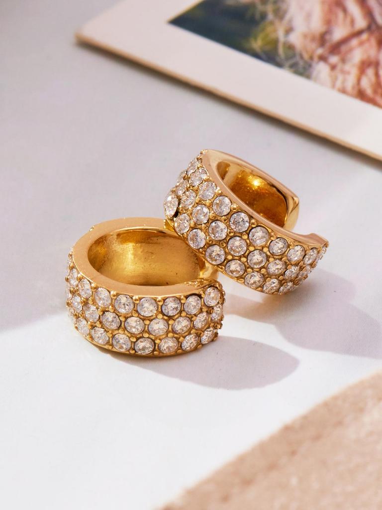 Oumeka Zlatem plátovaná náušnice zirkonového diamantu 18K - Nerezová ocel, která nebledne