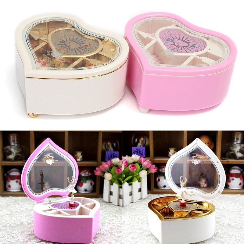 Music Jewellery Box Heart Shape Dancing Ballerina Gift For Girls Valentine's Day Hand Crank Music Box Mechanism Gift