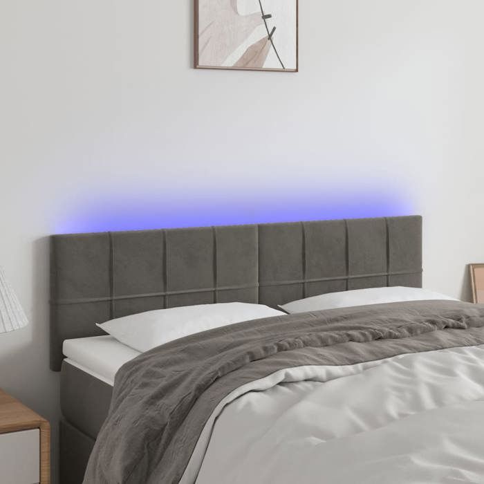 VidaXL LED Headboard Bedroom Furniture Double Bed Accessory Head of Bed Frame Interior Dark Grey 3121661