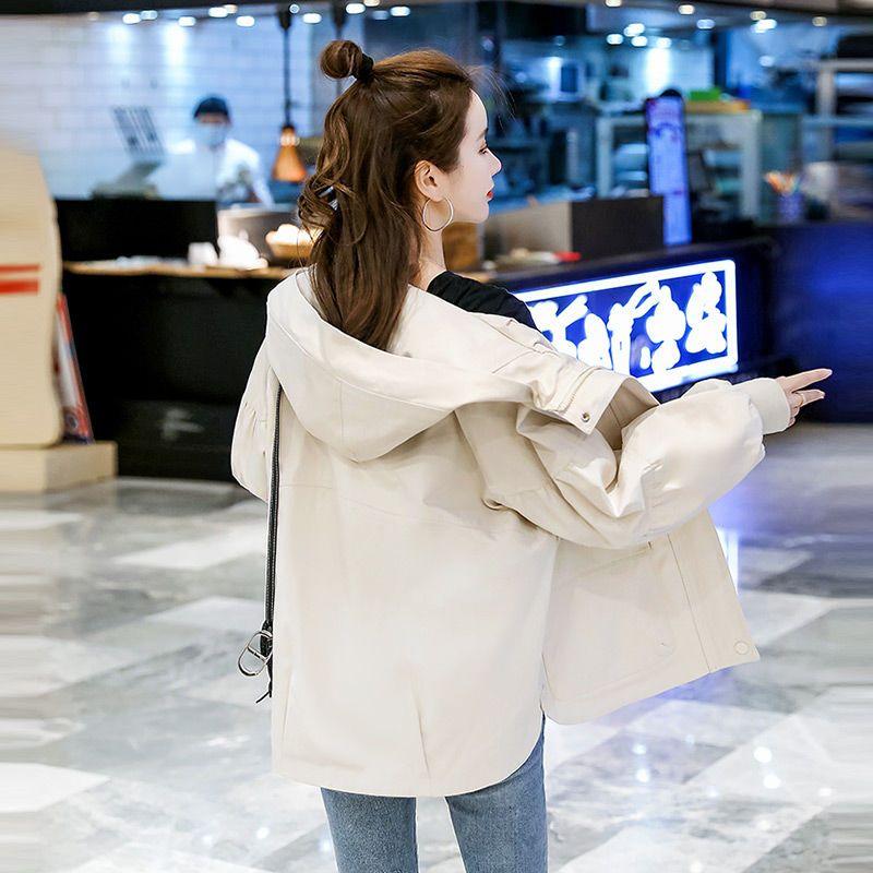 Hooded Trench Coat Women's Spring Korean Version Casual Loose Temperament Simple Workwear Jacket Top