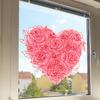 Valentine Day Pink Flower Heart Static Cling Window Sticker for Home Decor Bedroom Living Room Study Festival Decoration