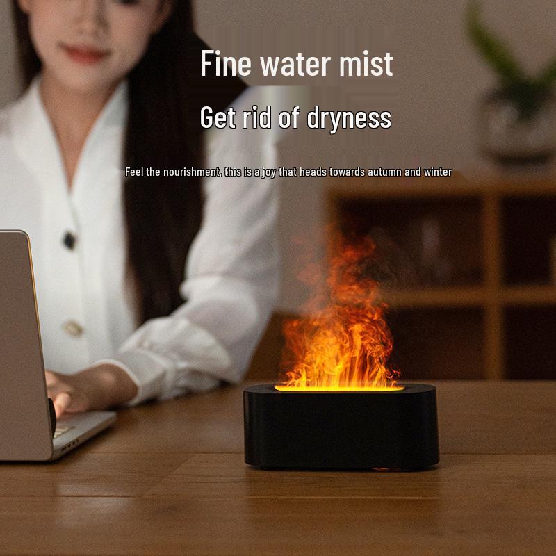 Seven-Color Simulated Flame USB Aroma Diffuser for Home and Office