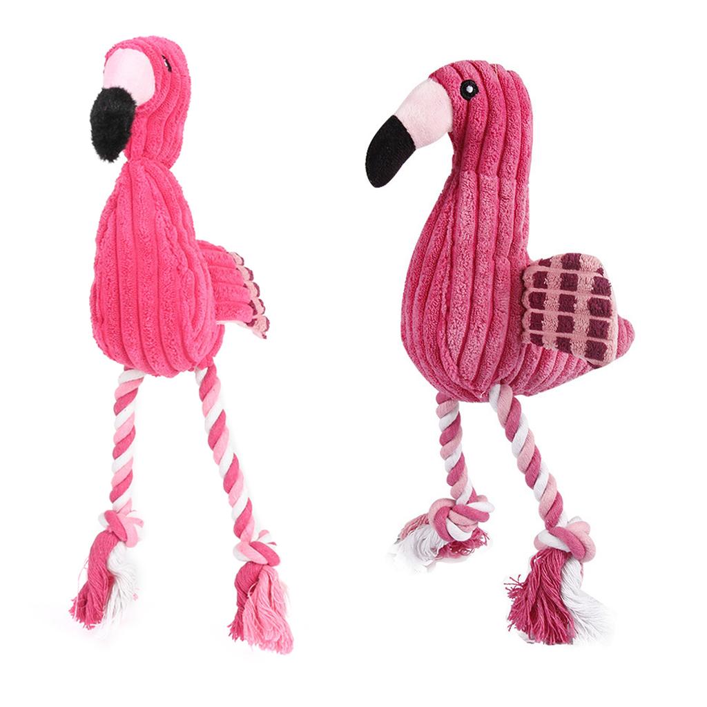 Cute Flamingo Plush Small Large Dogs Squeak Toy Cotton Rope Bite Resistant Puppy Toy Funny Accompany Pets Accessories