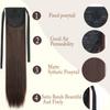 MERISIHAIR Coda di Cavallo Sintetica Lunga Liscia con Coulisse Clip In 22/32 Pollici Extension Capelli Nero Castano per Donne