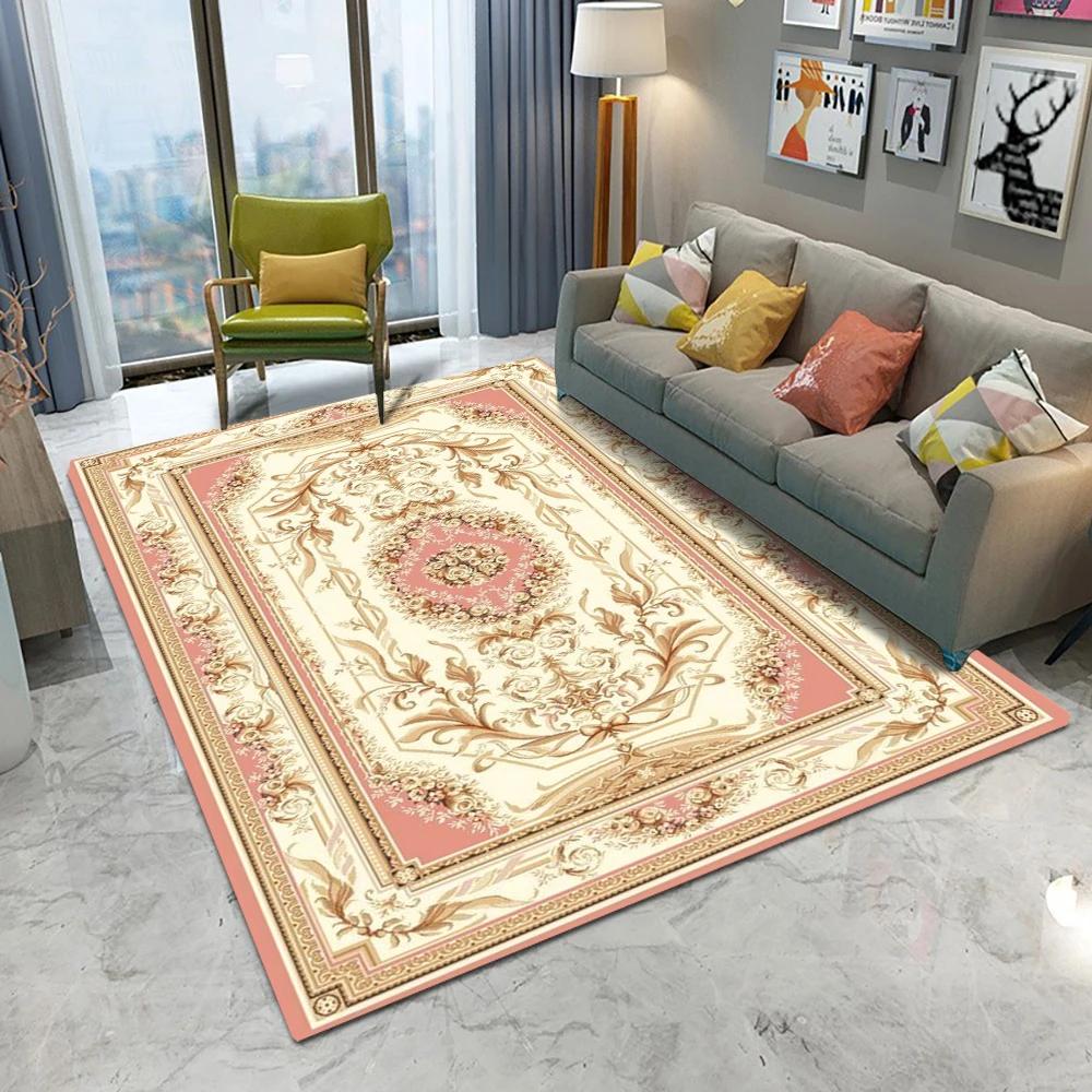 Vintage Rustic Carpet Shabby Rose Rugs Luxury Soft Elegant Traditional Rugs Floral Floor Carpet Home Living Room Bedroom Mats