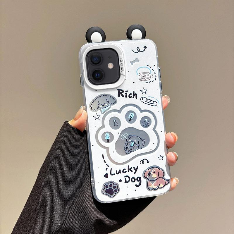 KEYSION Cute Ear Cartoon Case for iPhone 11 with Lanyard Soft Silicone+PC Shockproof Phone Back Cover for iPhone 11