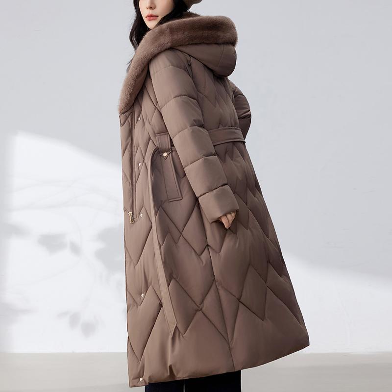 Sleeves Detachable Fashion Woman Parkas Winter Long Coats With Belt Hooded Thick Female Jackets