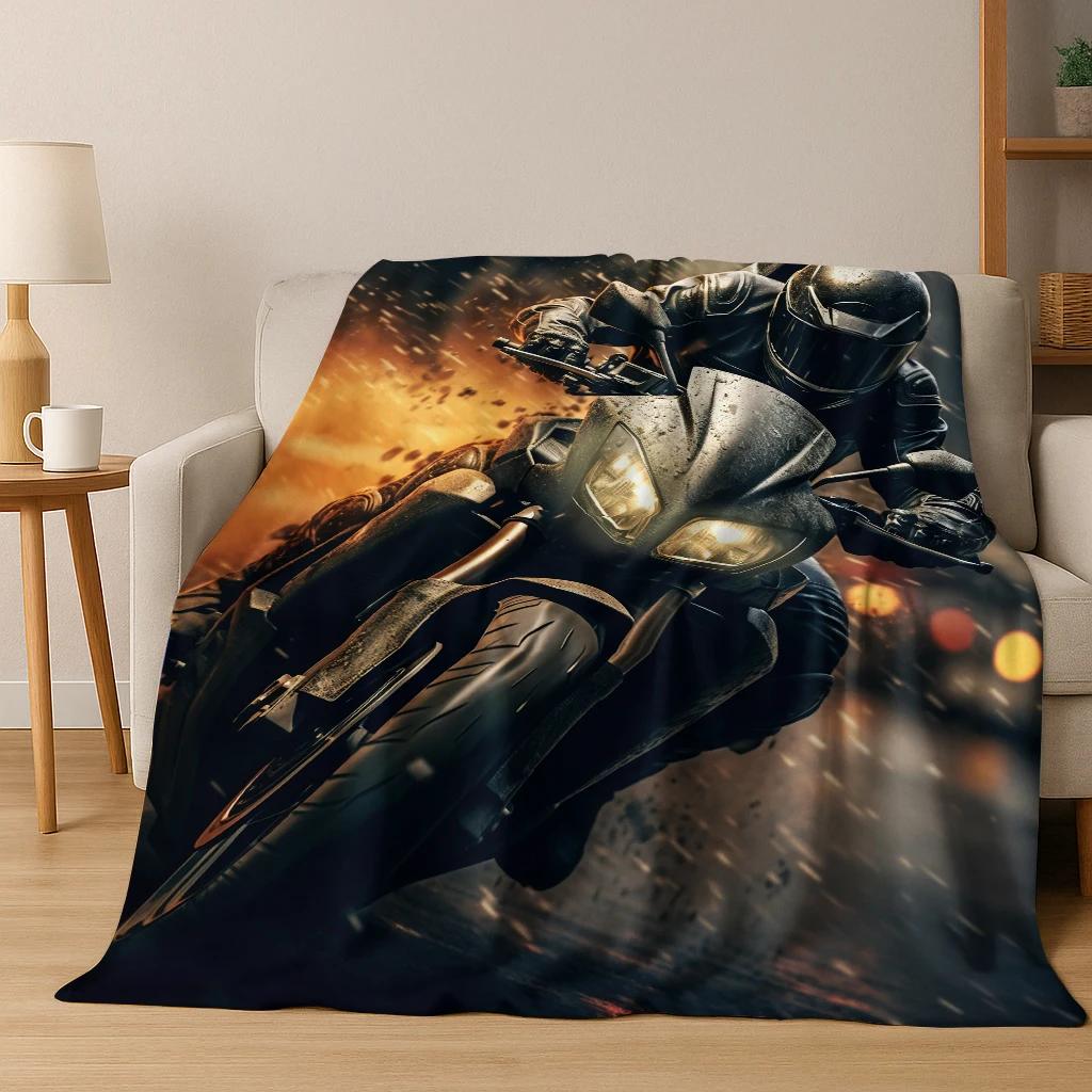 Koc flanelowy do wyścigów motocyklowych i samochodowych Off Road, miękki, ciepły koc do sypialni, pokoju, salonu, łóżka, podróży, na kemping, piknik, prezent dla dziecka