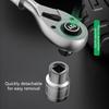 Long Handle Ratchet Wrench 72 Teeth Mechanism Construction 8 Stage Length Adjustment Nonslip Rubber Handle For Mechanics