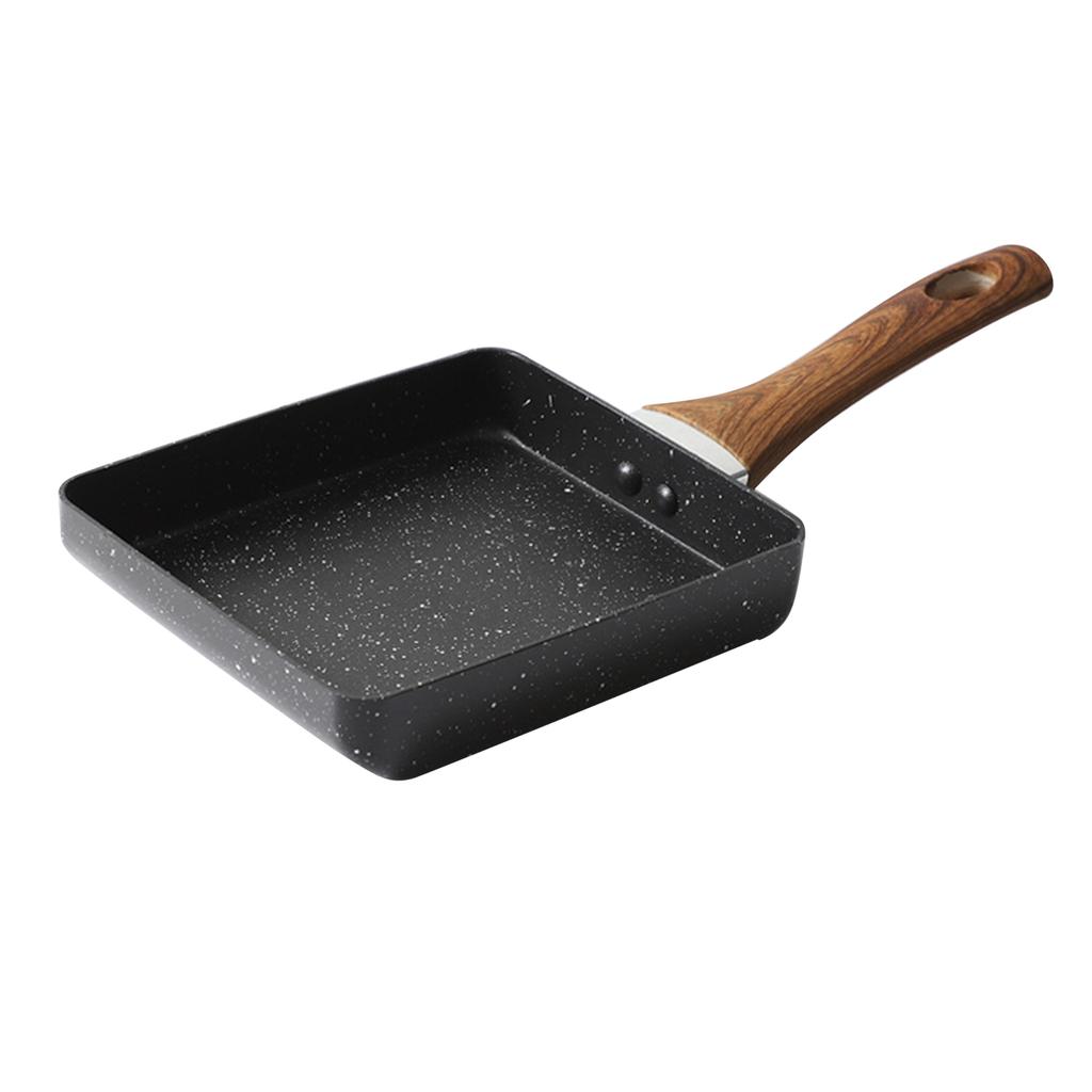 Tamagoyaki Pan Prevent Stick Mini Japanese Omelette Pan Breakfast Flat Pan for Kitchen Accessories Black 15x18cm