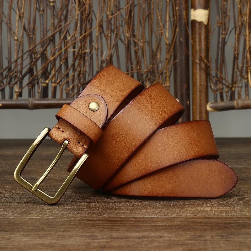 Belt Men's First Layer Cowhide Leather Pin Buckle Belt Men's Casual All-Match Young and Middle-Aged Korean Style Trendy Pant Belt