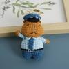 Cute Capybara Police Doll Crochet Keychains For Car Keys Pendant Handmaking Knitting Cartoon Kapibala Doll Keyrings Accessories